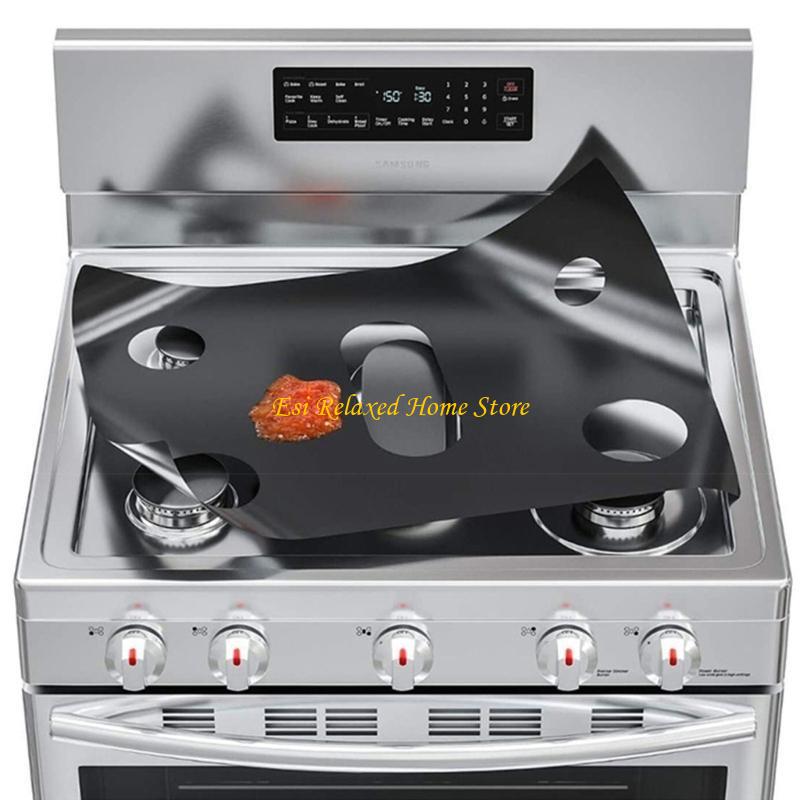 B46E 3pcs Heat Resistant Gas Stove Liners Gas Protectors Kitchen Accessories