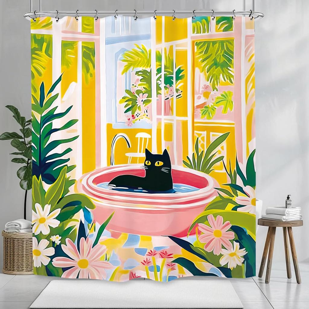 Funny Dogs Cute Shower Curtain Bulldog Pet Hilarious Schnauzer Farmhouse Rustic Bathroom Set Accessories Decor With 12Pack Hoo