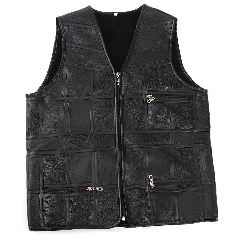 

Men s Autumn and Winter Loose V-neck Warm Vest, Middle-aged and Elderly Checkered Zipper Casual Jacket XL