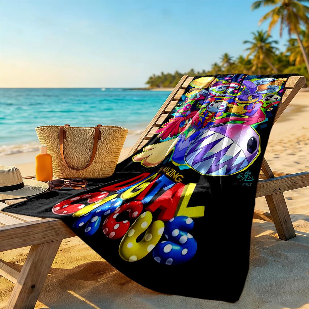 Das Erstaunliche Digitale Zirkus Stil Strandtuch Super Weich & Saugfähig Bequem Leicht Perfekt für Reisen Yoga Camping und Schwimmen