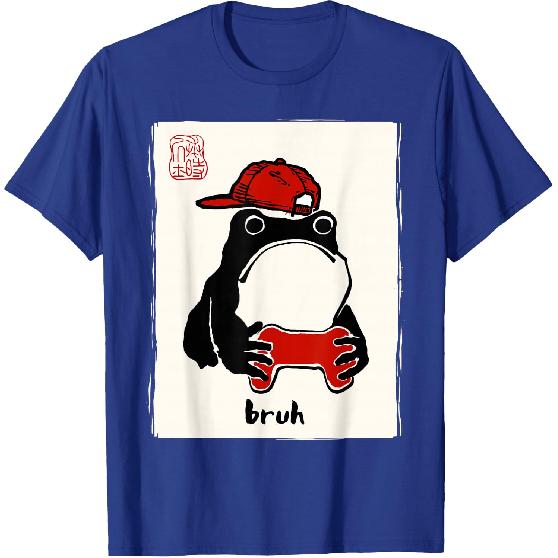 Grumpy Frog Gamer Bruh Ink Painting Japanese Funny Gamer T-Shirt