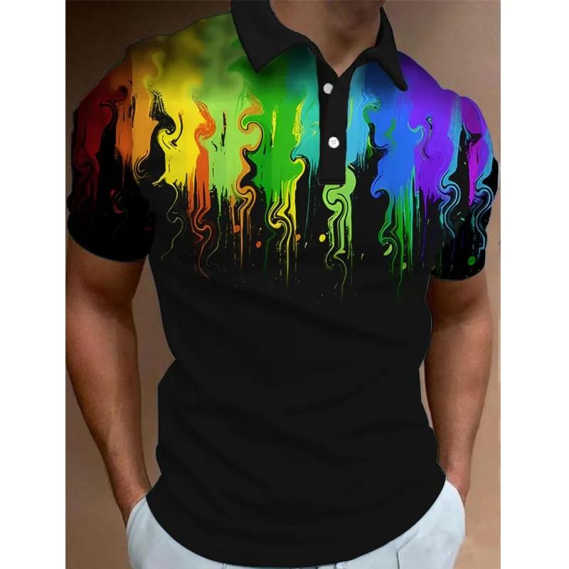 Neues Herren-Polohemd 3D Regenbogen LBG Bedruckt Herrenbekleidung Sommer Lässig Kurzärmelig Locker Übergroßes Hemd Street Fashion Oberteile