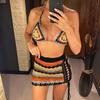 Sexy Colorful Crochet Knit Mini Bikini Women Swimwear Female Swimsuit Two-pieces Bikini Set Skirt Bather Bathing Suit Swim