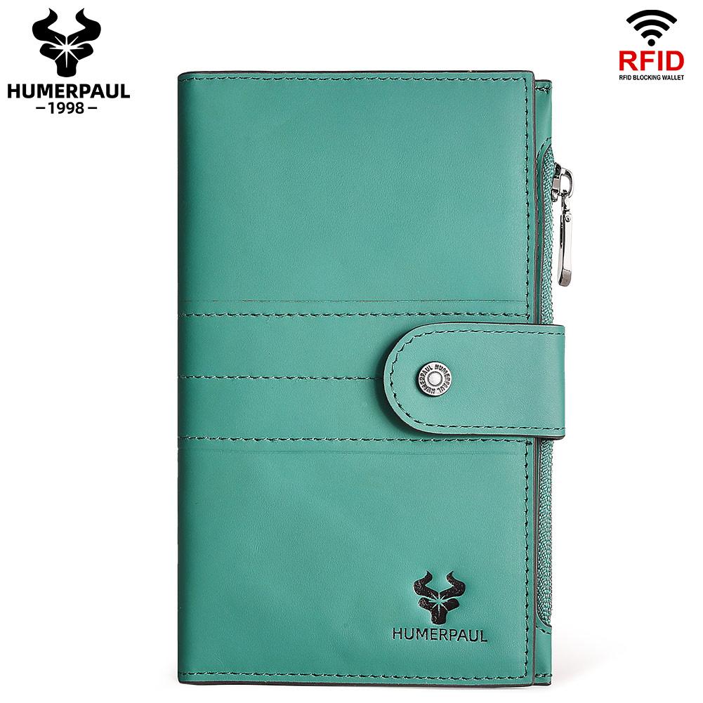 Humerpaul Ladies Leather Wallet Large-capacity Wallet Multi-function Coin Purse First Layer Cowhide Wallet Passport Holder Travel Card Holder
