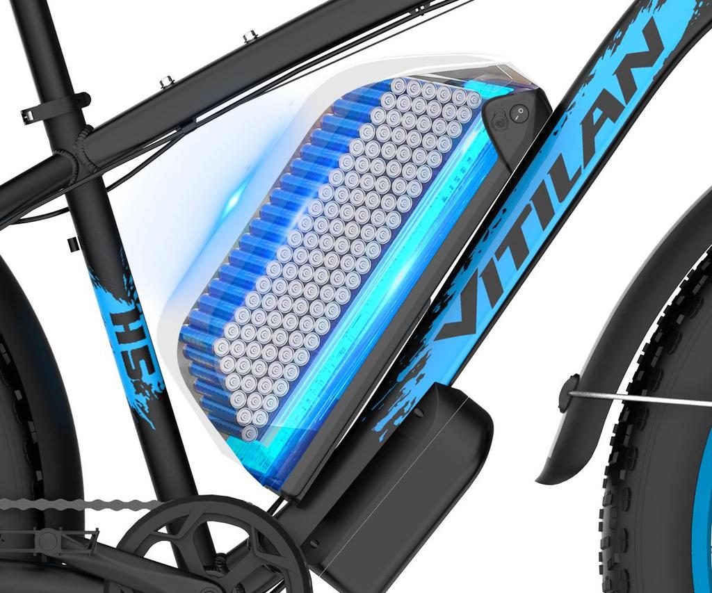 Elektrofahrrad für Erwachsene Vitilan H5 1000W x2 Motor LCD-Display 52V 25AH Shimano 7-Gang All-Terrain E-Bike Maximale Zuladung 150kg Blau