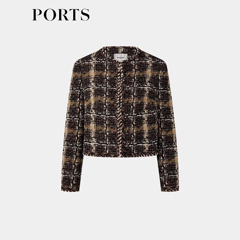 PORTS Women's Autumn/Winter Hand-Woven Tweed Jacket