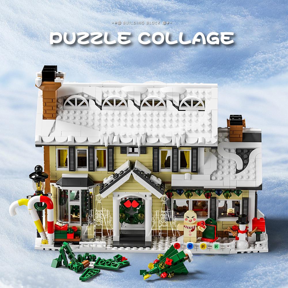 ! Weihnachtsferienhaus Bauklötze Weihnachtshaus Kompatibel mit Legoed Geschenke für Jungen, Mädchen, Familie und Freunde