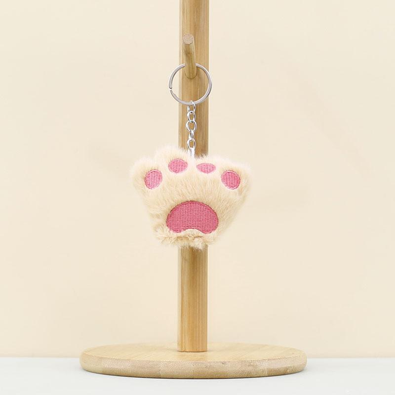 Adorable Plush Cat Paw Keychain Cute Stuffed Animal Accessory For Bags And Keys