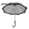 Royal Style Lace Umbrella Vintage Gothic Umbrella, Black Bridal Parasol for Halloween Elegant Hollow Embroidery Witch Cosplay, Wedding Decoration,