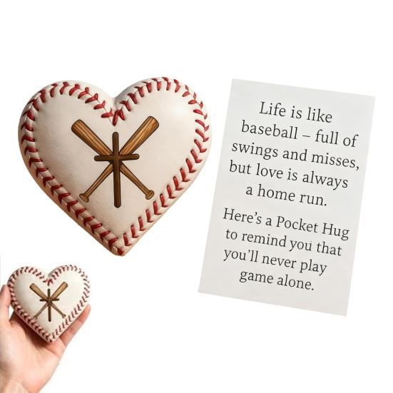 Láska Srdce Fotbal Kapesní Objetí s Pozitivní Kartou Emoční Podpora Srdce ve Tvaru Baseballu Kapesní Žeton Hráči Fanoušci Sběratelský Povzbuzující Dárek