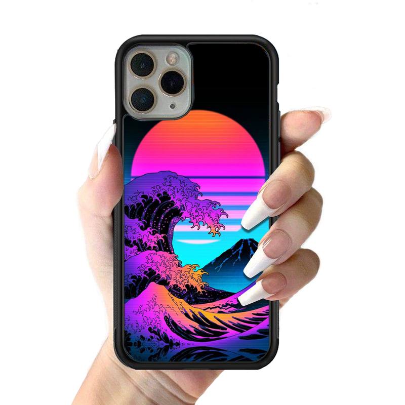 Japanese Wave Anime Dragon Phone Case Silicone PC+TPU Case for iPhone 11 12 13 Pro Max 8 7 6 Plus X SE XR Hard Fundas