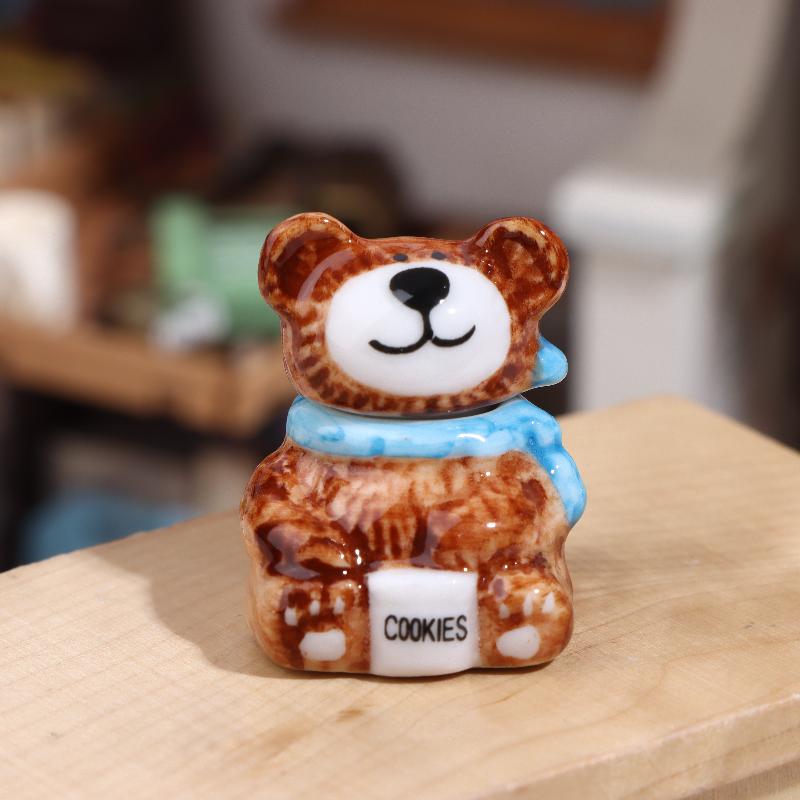 

NEW 1/3Sets Miniature Dollhouse Porcelain Bear Cookie And Candy Jars Ornaments For Diy Doll Kitchen Party Decoration Accessories