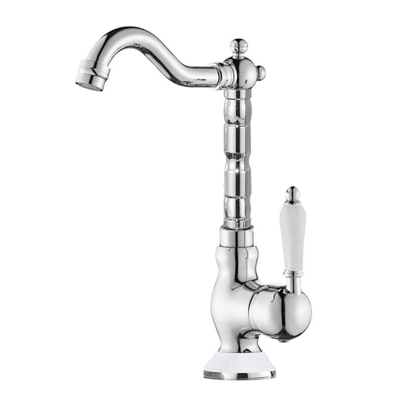 Brass Gold Bathroom Basin Sink Faucet Deck Mounted Single Handle Hot and Cold Water Mix Tap Golden Faucets Chrome EL2189