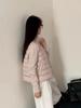 Winter new knitted sleeves down jacket women's short ribs stand-up collar white duck down small coat