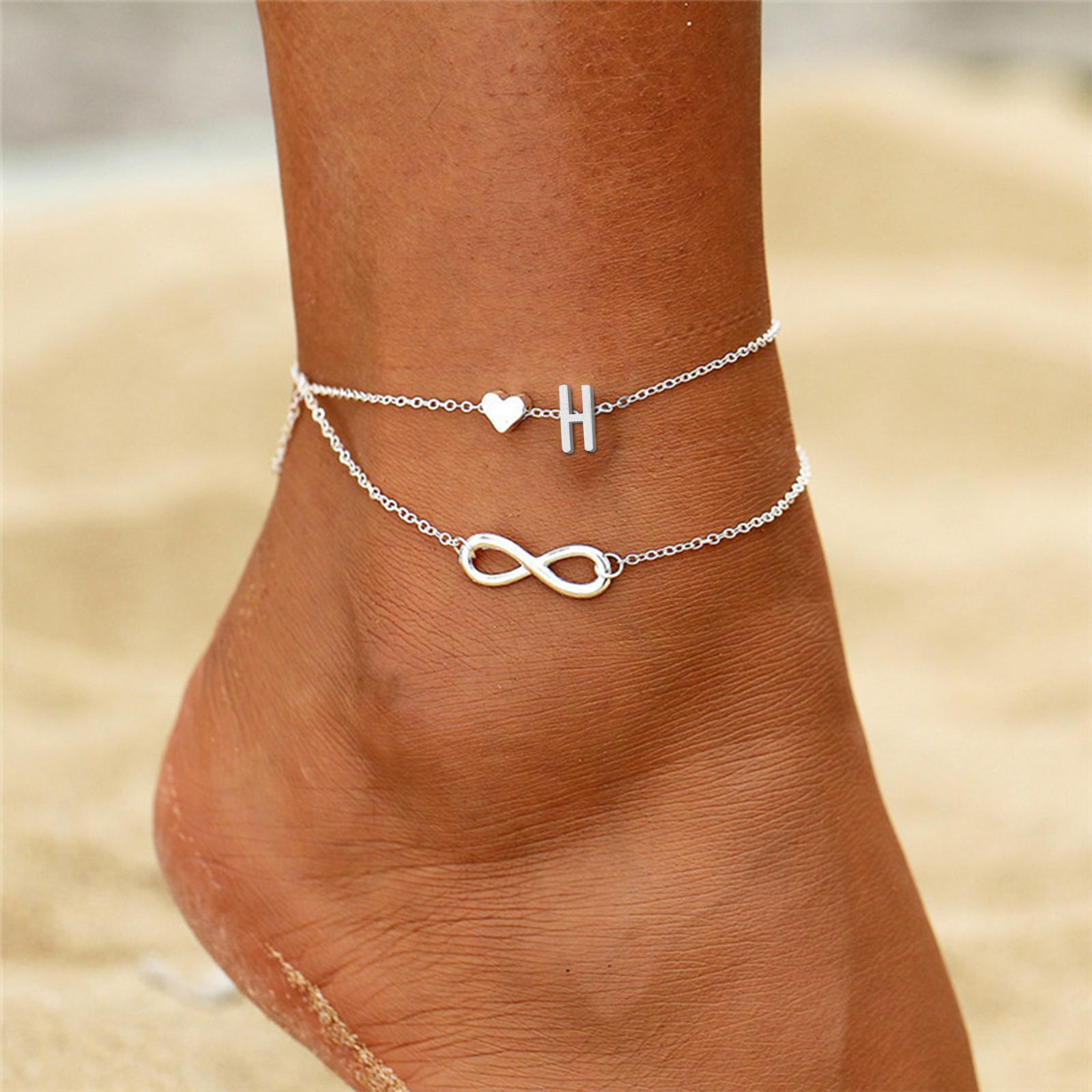 

Letter Double Foot Chain Infinite Love Chain Women s Foot Chain Summer Gift Beach Gift For Mother One Size