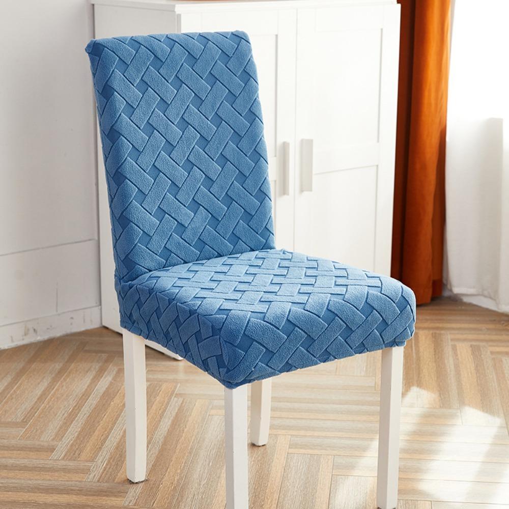 Thicken Jacquard Chair Cover Dust-Proof Dining Chair Covers Chair Seat Covers  Wedding Banquet синий