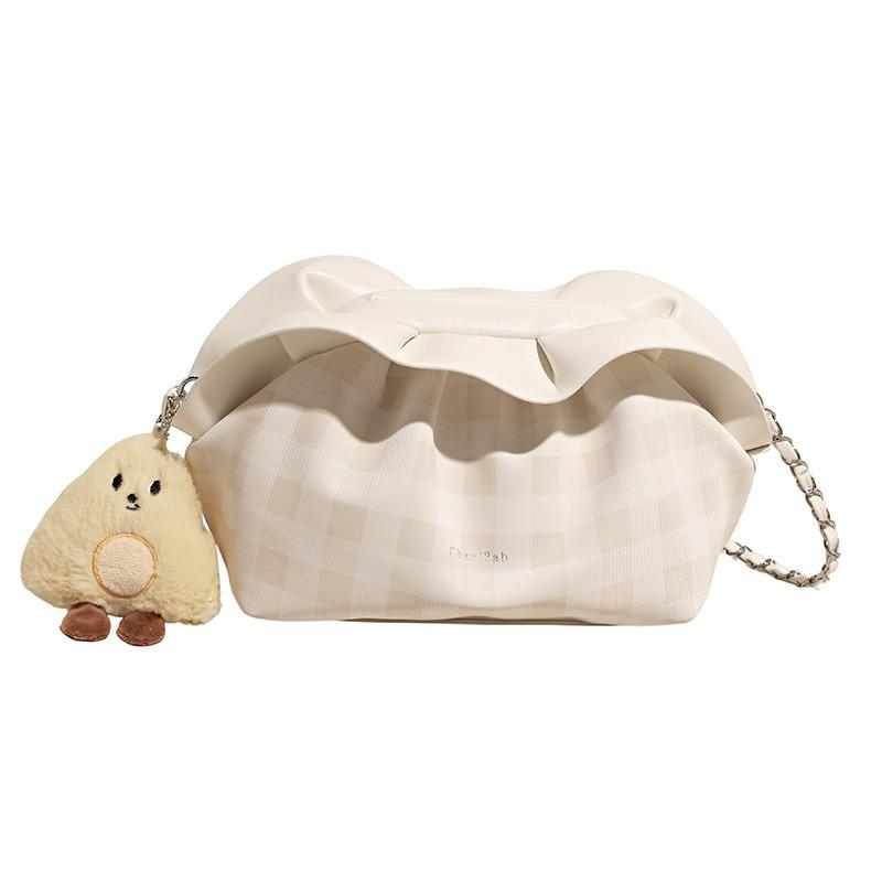 Lotus Leaf Design Cloud Bag Niche Pleated Chain Bag Clip Single Shoulder Messenger Bag Underarm Bag