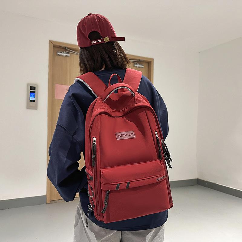 Simple Commuting Large Capacity Solid Color Junior High School High School Student Schoolbag Literary and Artistic Fan Versatile Backpack