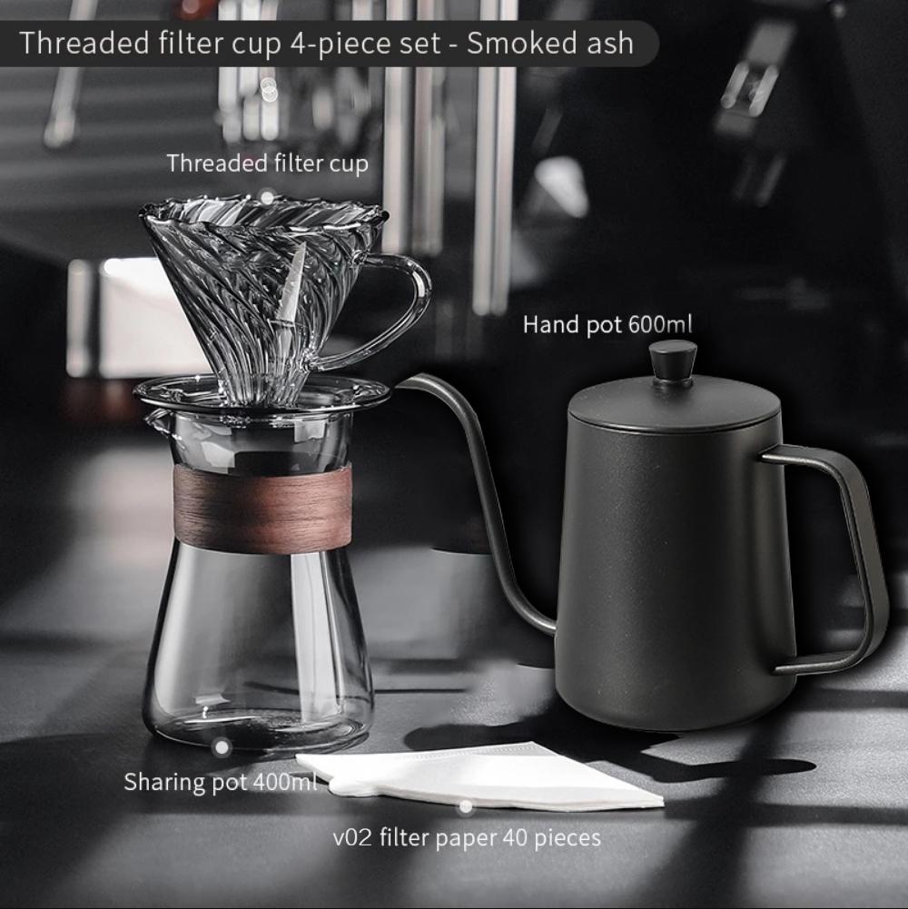 Hand Brewed Coffee Maker Coffee Filter Sharing Pot Set Borosilicate Glass Dripper Set Coffee Server with V02 Coffee Filter