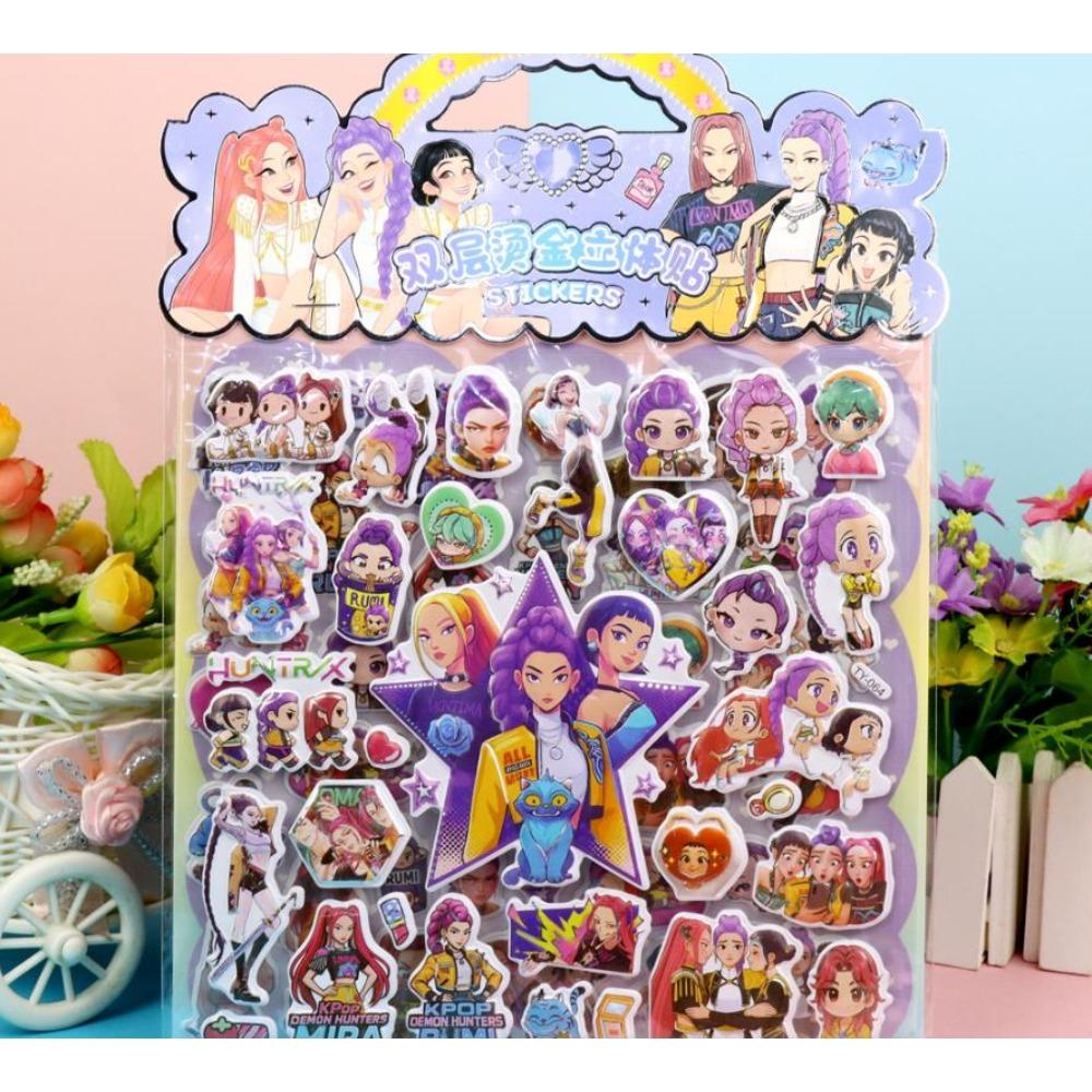 New Children's 3D Cartoon Stickers Rumi Mira Demon Hunter Creative DIY Double Layer Children's Decorative Toys