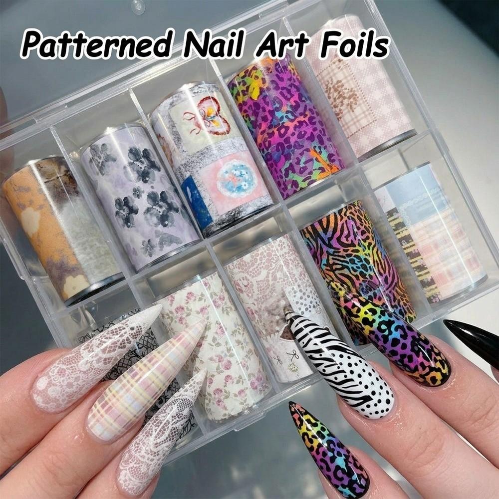 Leopard Print Nail Foils Flower Nail Art Stickers Professional Manicure Decals Nail Decoration