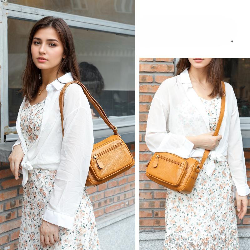 Genuine Leather Women's Bag Single-shoulder Bag Versatile Multi-compartment Multi-pocket Single-shoulder Crossbody Bag