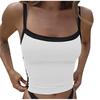 Canottiera Crop da Donna Aderente Senza Maniche Basic con Schiena Scoperta e Spalline Sottili per Uso Quotidiano