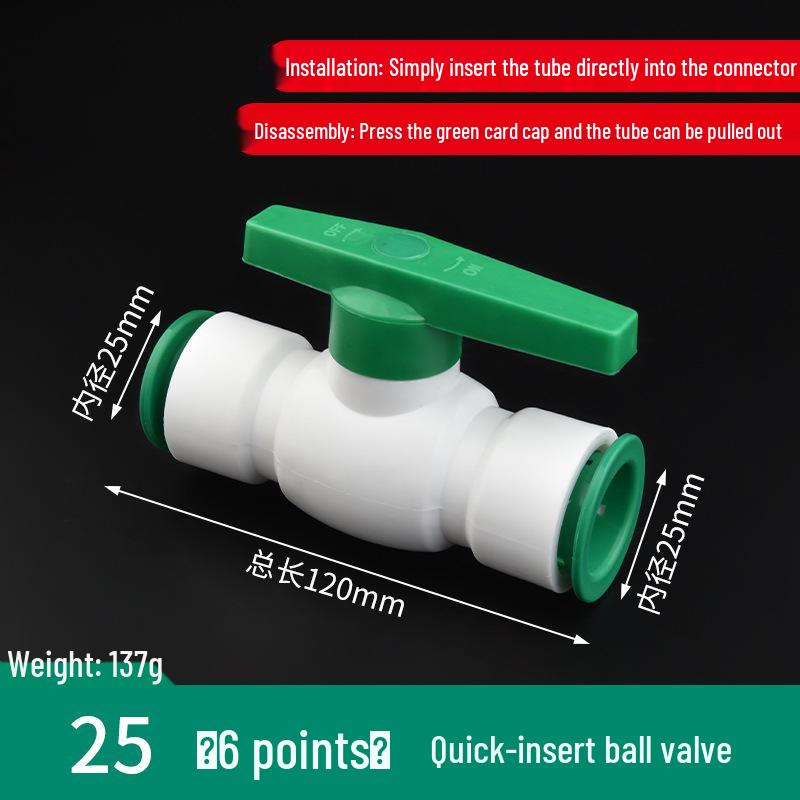 PPR Water Pipe Quick Connector, 4 & 6 Points, No-Melt, Direct Plug-In, 20/25 PE for Cold/Hot Water