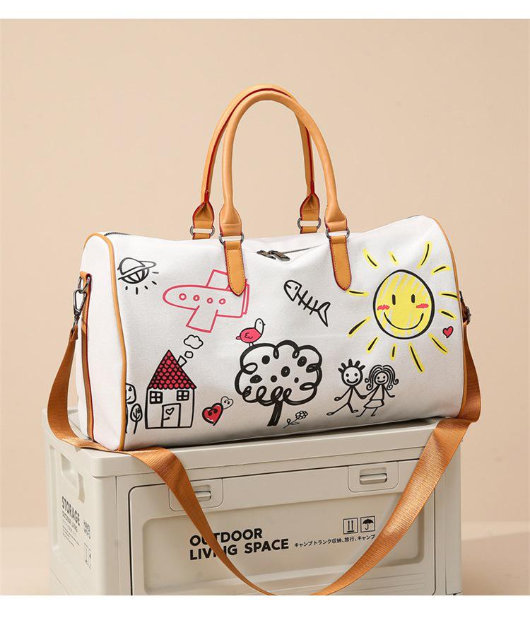 Trendy Graffiti Travel Bag: New Fashion Casual Luggage with Wet/Dry Separation for Women