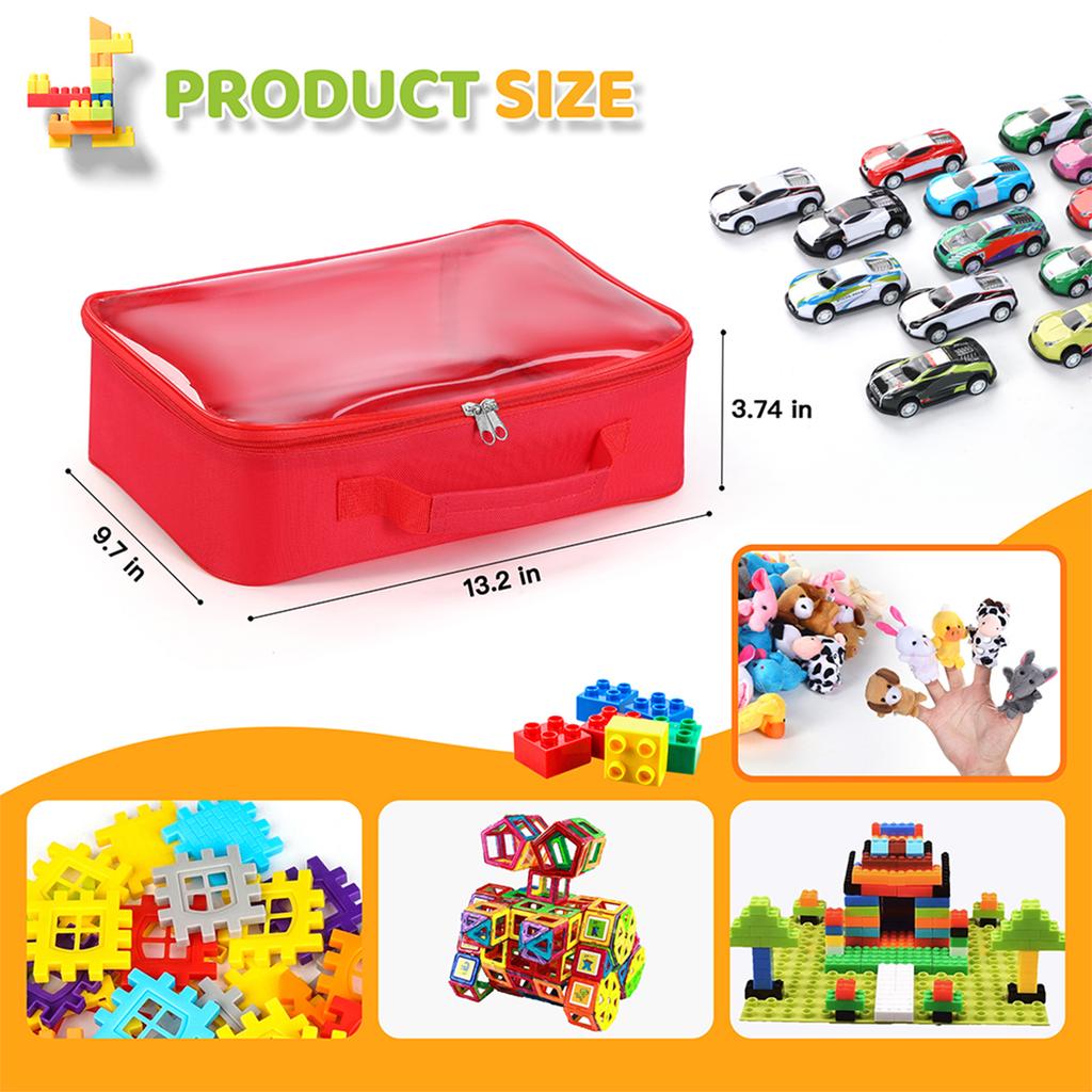 6 Pack Travel Waterproof Organizer Bags W/ Zipper Reusable Clear Waterproof Organizer for Building Blocks Puzzle Kids Books