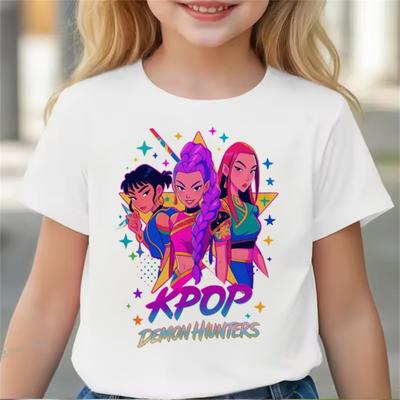 Summer Hot Children Clothes Girl Boy KPop Demon Hunters Movie Print T Shirts Print Kids T-shirt Tops