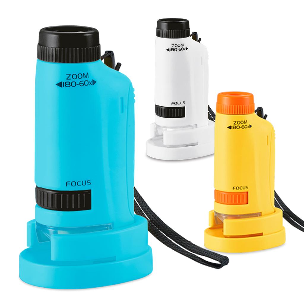 Handheld Microscope Toy Kit With Led Light & Ag13 Button Batteries Biological Science Gift For Kids