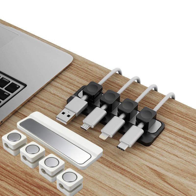 1 Set Smooth Wire Management Pad Keeper Adjustable Magnetic Cable Clips Power Cord Storage Rack Holder Under Desk For Home