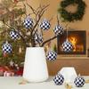 12pcs 6cm Xmas Tree Balls with Bow Christmas  Baubles Decorations Lattice Christmas Ball  New Year