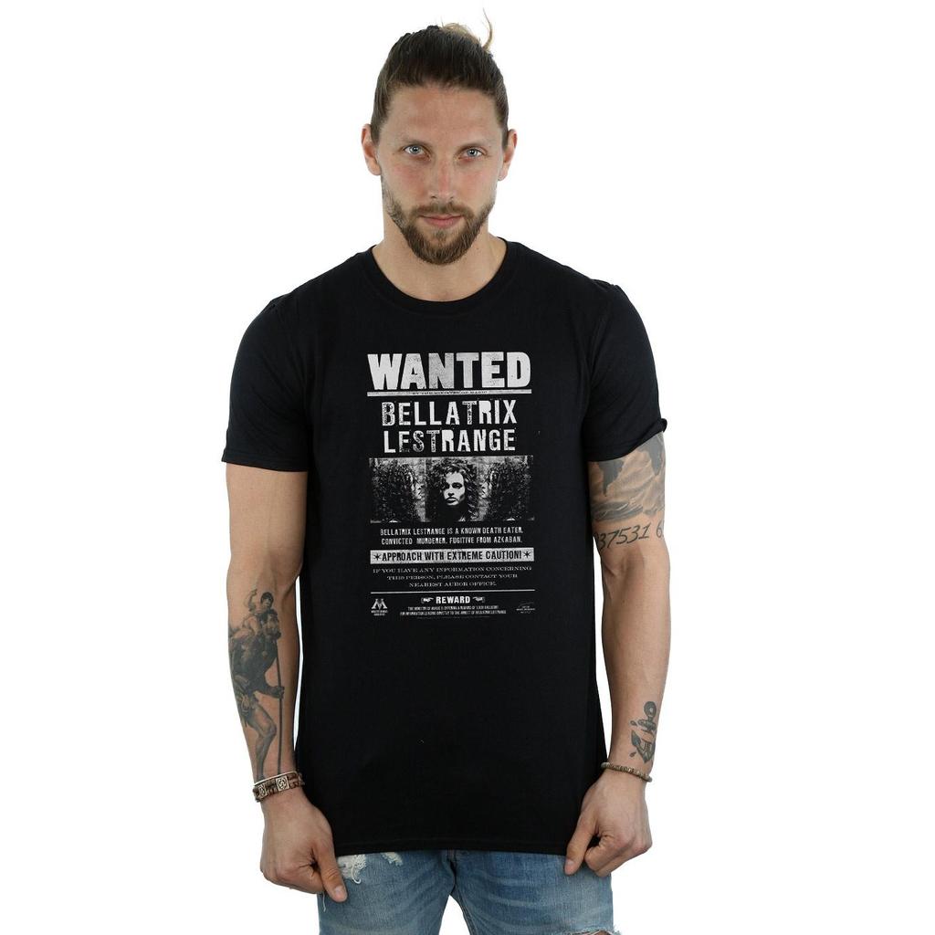 Harry Potter Mens Bellatrix Lestrange Wanted Poster Cotton T-Shirt