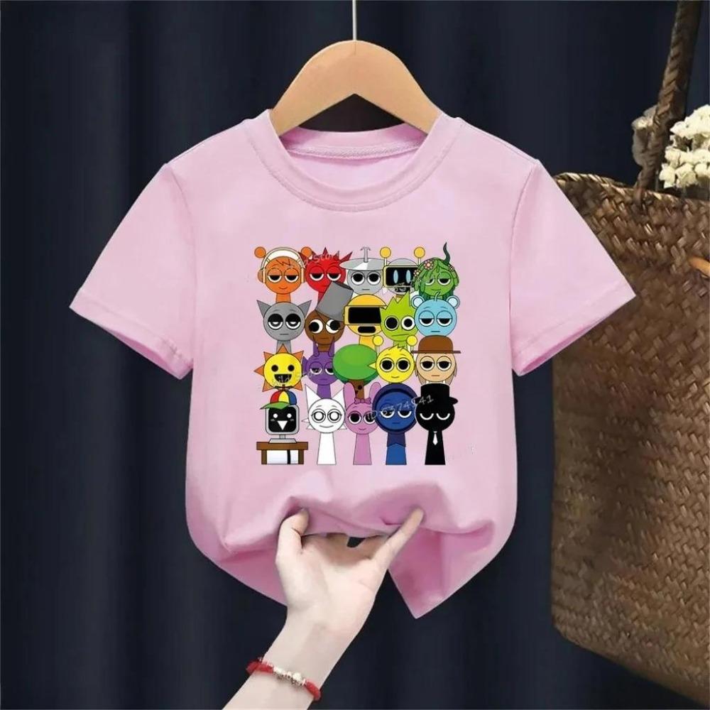 Summer Cartoon Anime Game Kids T-shirt Short Sleeve Baby Top Fun Girls T-shirt