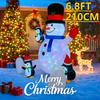 6.8FT LED Inflatable Xmas Yard Decor Snowman Penguins Christmas Toy Gift Outdoor Home Decoration Ornament Festive Supplies Decor