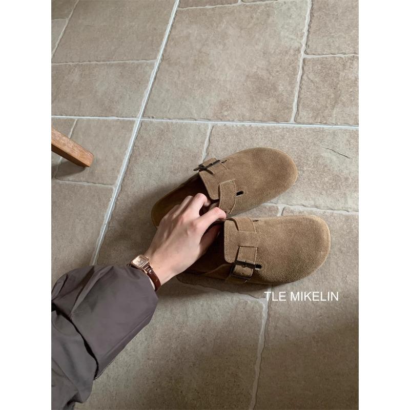 Thick Bottom Ugly Cute Cork Women's Spring New Retro Baotou Half Slippers