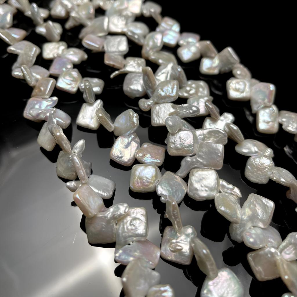 1String, White Baroque Artificial Pearl Beading, Vintage Style Handmade Irregular Square Loose Spacer Beads for DIY Jewelry Making DIY Crafts 36cm