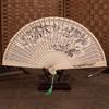 Retro Multicolor Hollow Carved Folding Fan Sandalwood Wood Painted Wooden Fan Dance Fan Chinese Style Retro Folding Fan