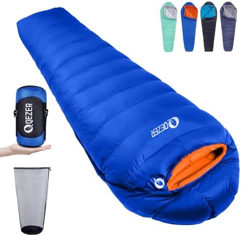 Outdoor Winter 3 Season Mummy Adult Sleeping Bag DUCK Down Filling Waterproof Windproof 0-5C Customizable Color & Logo Nylon