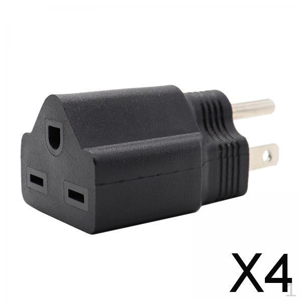 

4xПортативный адаптер вилки 110120 В в 220240 В Черный 515P 615R