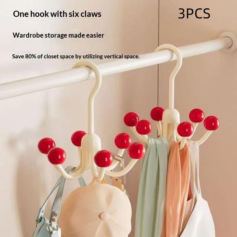 [C]Multifunctional Clothes Hanger Set 3PCS 360 Rotating Dopamine Portable for Small Space Home Dorm Apartment Storage