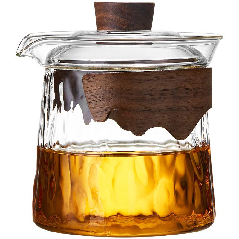 Anti-scalding Glass Lid Bowl, Teapot Tea Cup Set, Heat Resistance Black Tea Infuser, One Person Tea Set, Single Hand Grab Pot