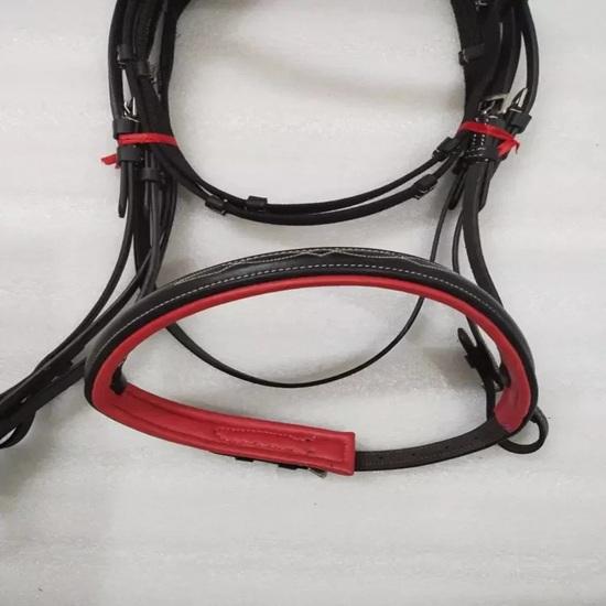 Dressage English Leather Bridle with Red Softy Padding .