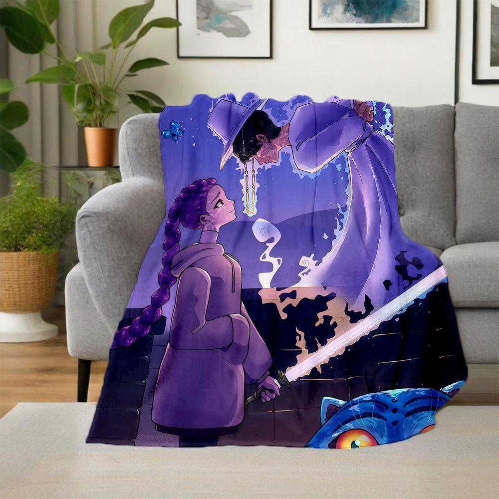 "Fantasy Purple Mage Sword Art Print"Blanket Lightweight Flannel Throw Blanket for Sofa, Bed, Travel, Camping, Livingroom, Office, Couch, Ch