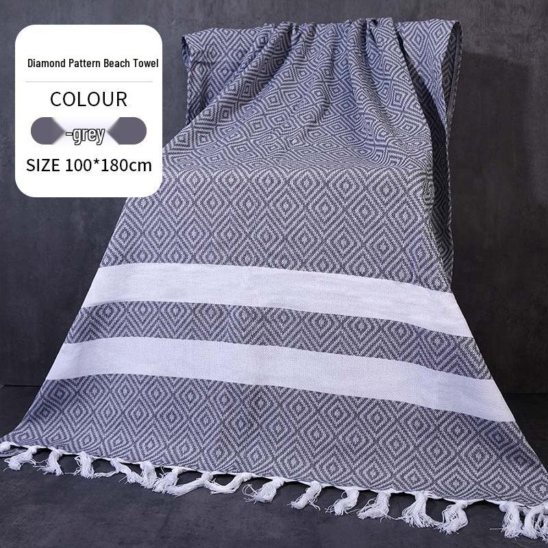 Large & Thick Tassel Turkish Beach Towel – Absorbent, Outdoor Sunscreen Bath Towel