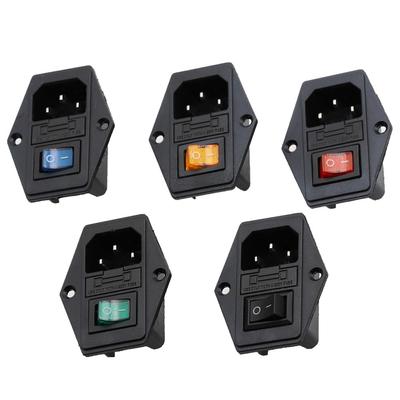 תקע זכר להרכבה 250V 10A IEC320 C14 3 פינים שקע כוח לפאנל עם מתג נתיך