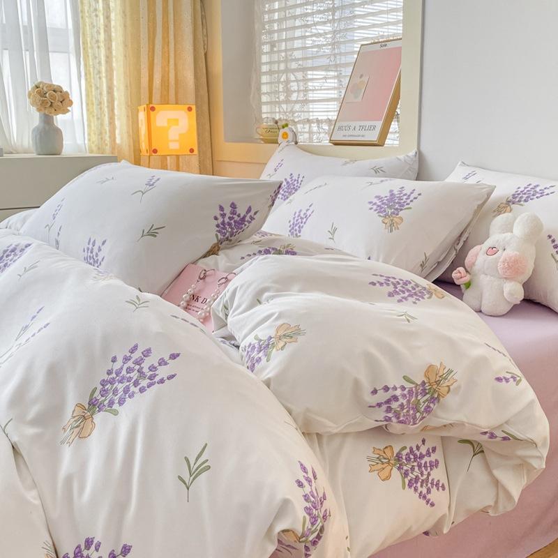 

Маленький комплект из четырех предметов из свежевыстиранного хлопка, постельное белье, пододеяльник, комплект из трех предметов для односпальной кровати в общежитии 1.5m bed