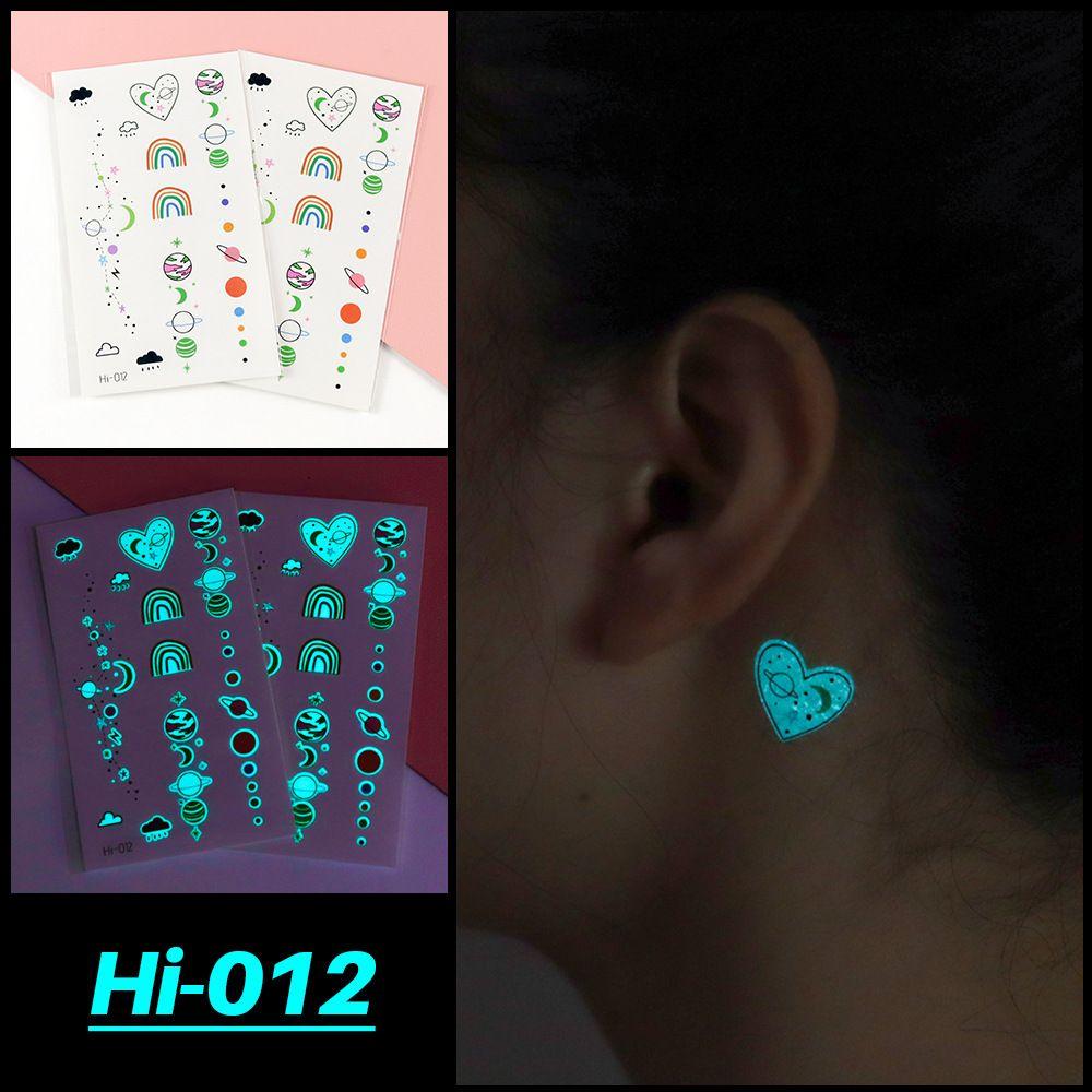 Fluorescent Star Feather Temporary Tattoos Blue Luminous Fake Tattoo Tattoo Sticker Body Art